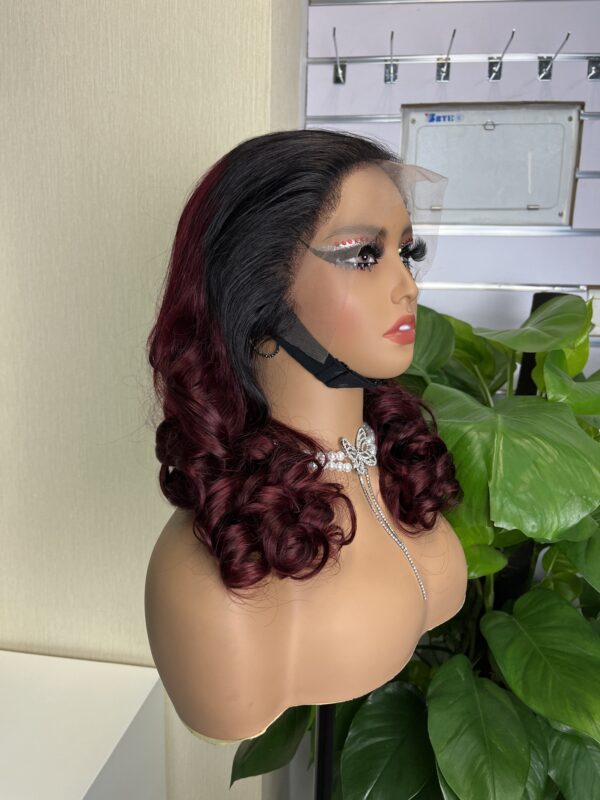 #1b/99j Double Drawn Bouncy Curl 13x4 Transparent Lace Full Frontal 300% Density Wig - Image 3